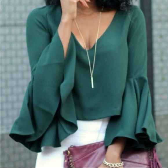 Zara Tops - 🎉 HP 🎉 ZARA olive green bell sleeves blouse
